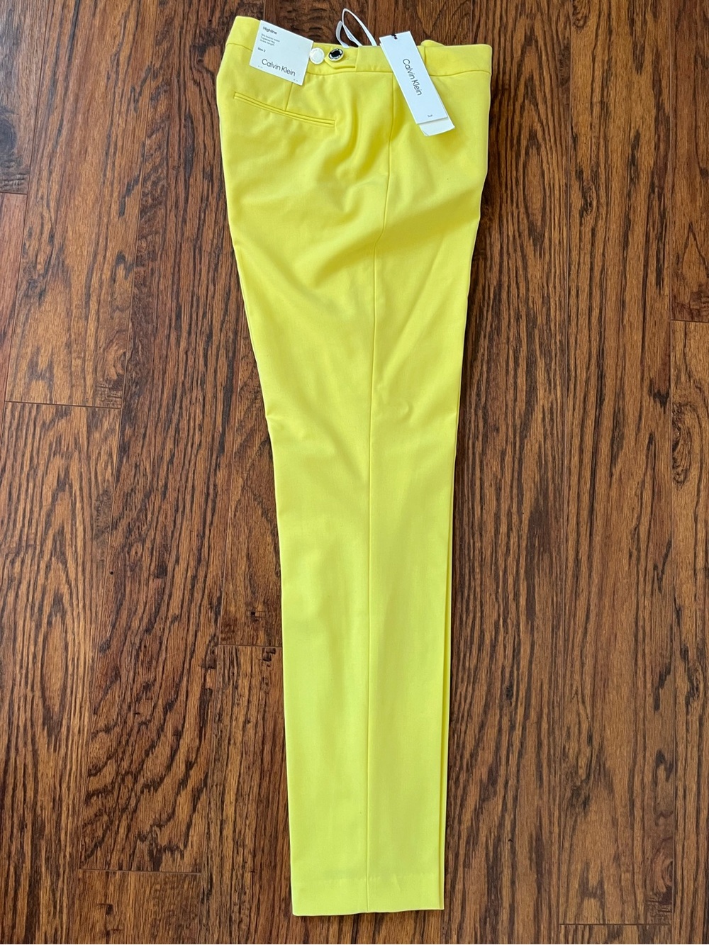 CALVIN KLEIN BRIGHT YELLOW TAILORED PANTS | SLIM ANKLE TROUSERS | SIZE 2 | NWT - Picture 8 of 12